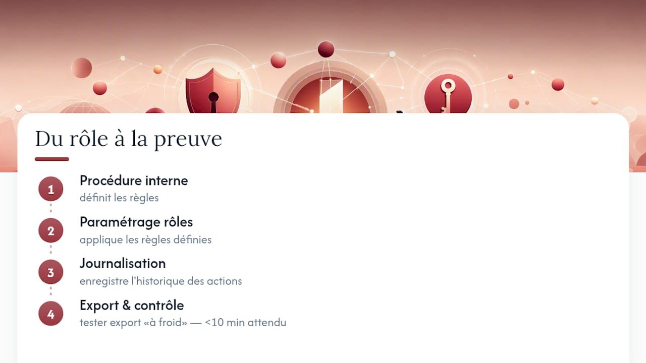 Chaîne de procédures, rôles, journalisation et export